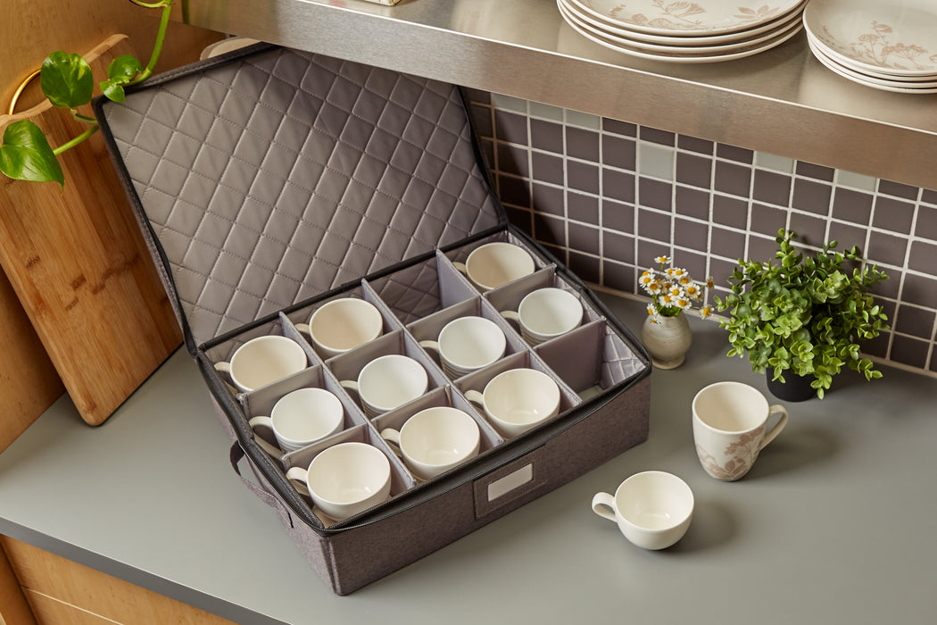 StorageLAB Cup and Mug Storage Containers – Quilted, Grey