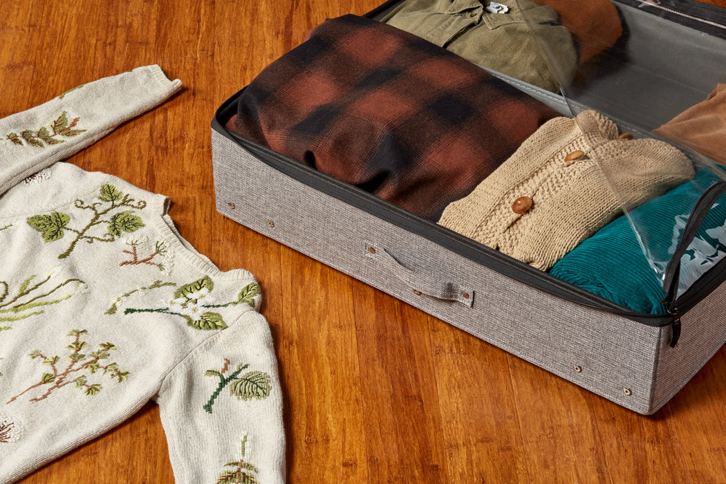 Covered Underbed Storage with Wheels (Two Pack) - Grey