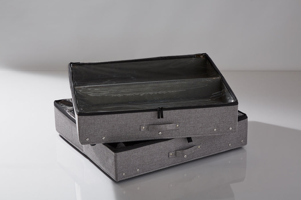 Covered Underbed Storage with Wheels (Two Pack) - Grey
