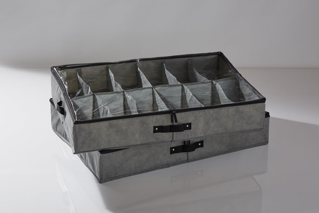 Underbed Shoe Storage (Two Pack) – Grey, Black Handles
