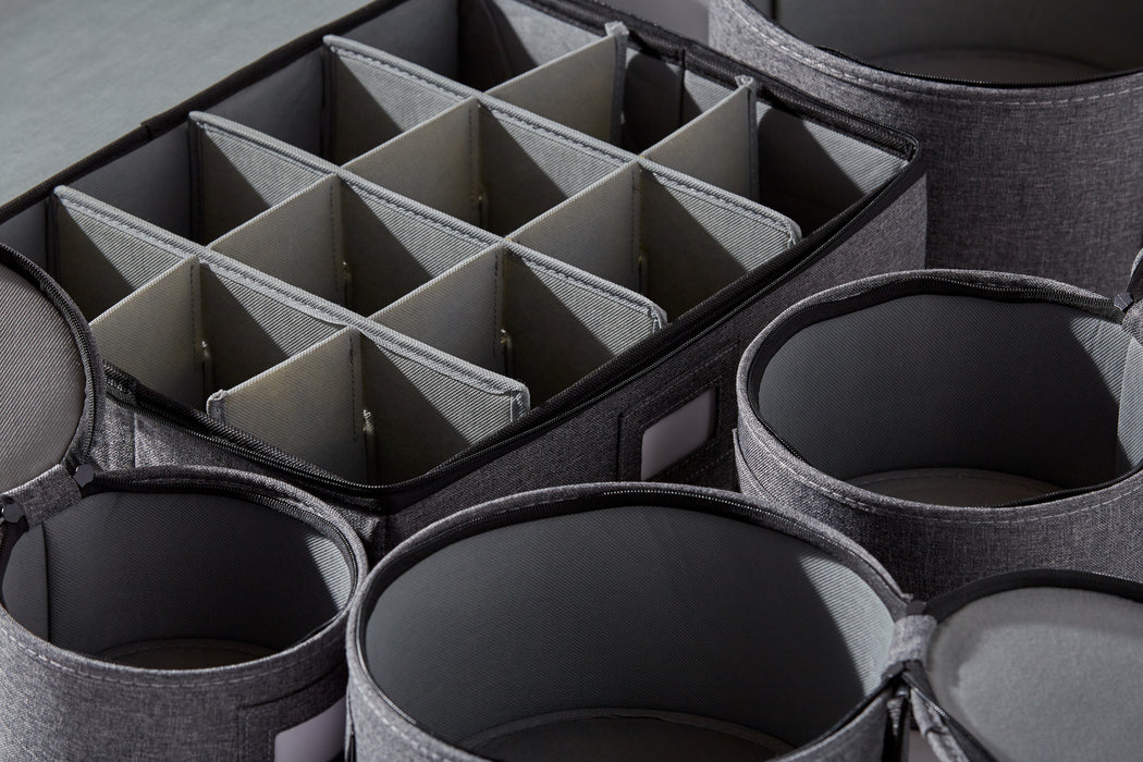 Dinnerware Plate and Cup Storage Set – 5 Piece, Non-Quilted, Grey