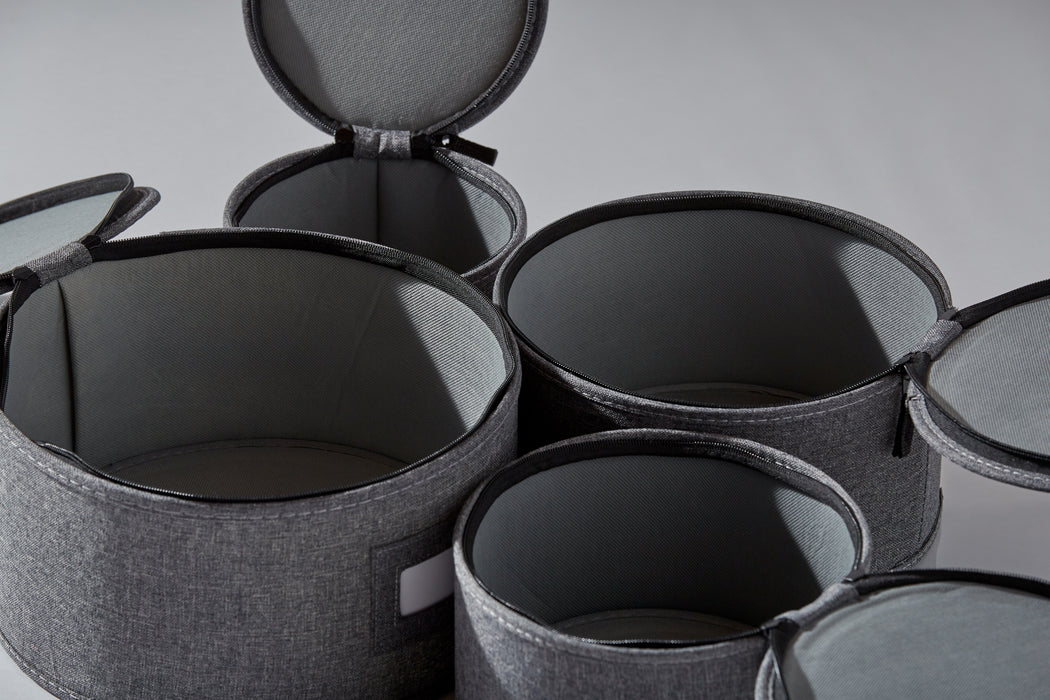 Dinnerware Plate Storage Set – 4 Piece, Non-Quilted, Grey