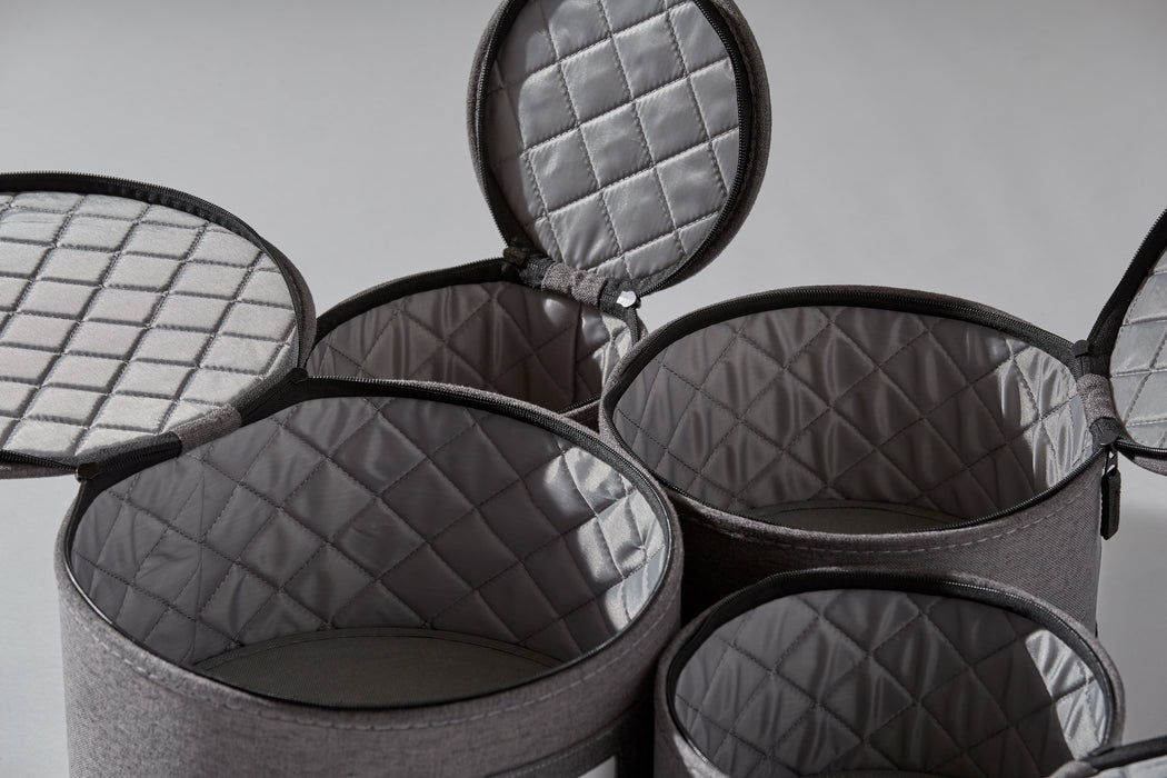StorageLAB Dinnerware Plate Storage Containers for Kitchen Organization – 4 Piece, Quilted, Cream or Grey