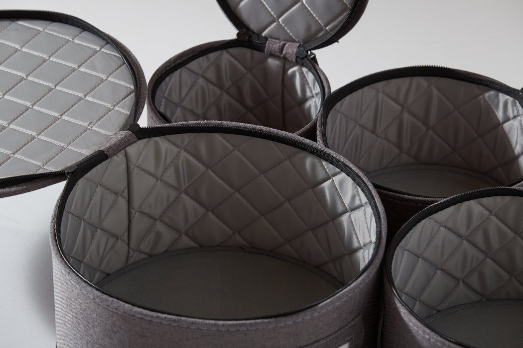 Dinnerware Plate and Cup Storage Set – 5 Piece, Quilted, Grey