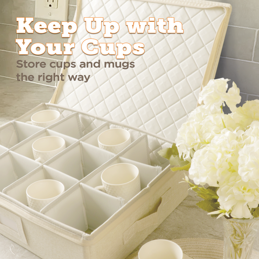 StorageLAB Cup and Mug Storage Containers – Quilted, Cream