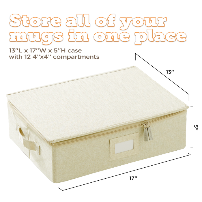 StorageLAB Cup and Mug Storage Containers – Quilted, Cream